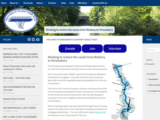 Shrewsbury & Newport Canals Trust website